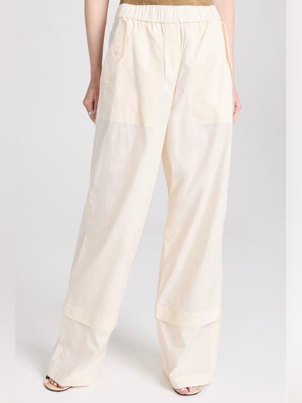 TIBI Cotton Cargo Convertible Pants in Cream size M